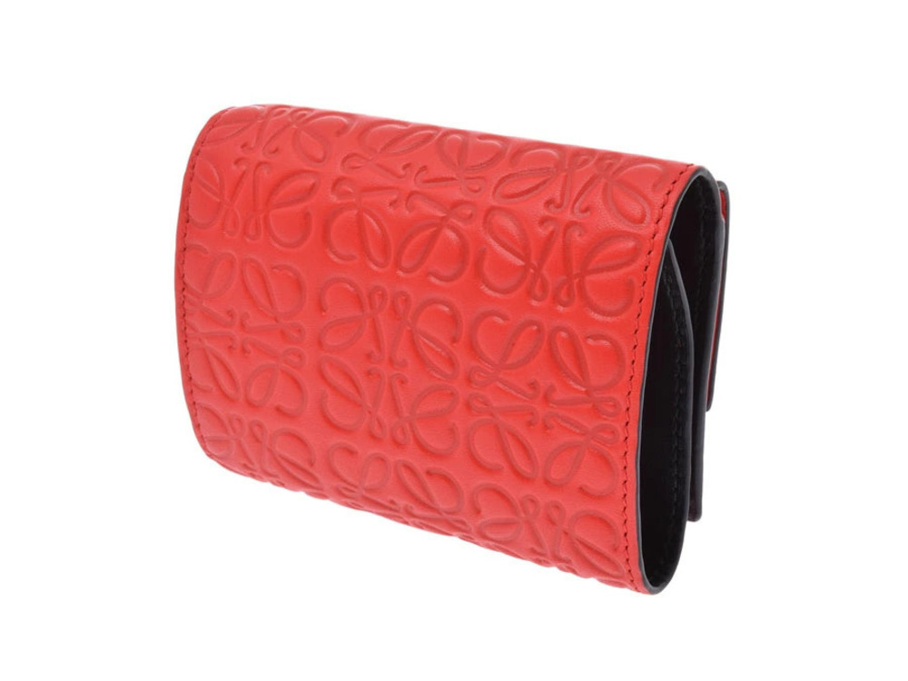 Loewe Wallet Calfskin Red Trifold Red